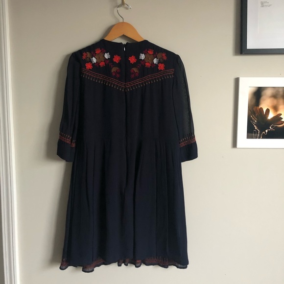 Navy Embroidered French Connection Dress - Picture 6 of 7
